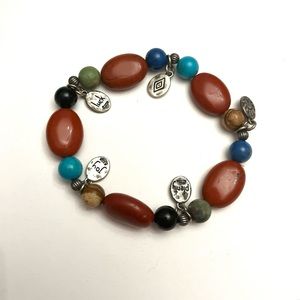 Carolyn Pollack Durango Red Beaded Stretch Charm Bracelet